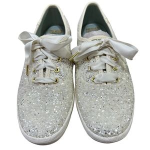 Kate Spade X Keds White Glitter Sneakers Women’s Size 7
